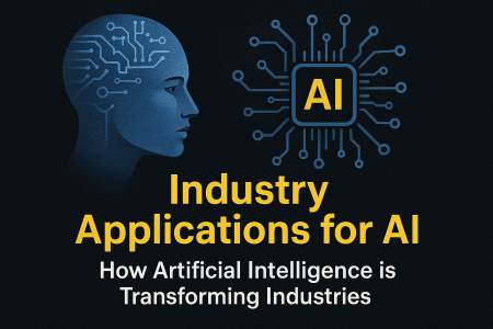 AI for industry header image showing circuit board and AI chip