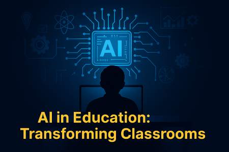 AI in Education header image showing digital classroom transformation